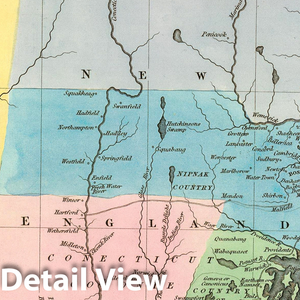 New England and New York in 1830 - Historical Map Print from Magnalia americana
