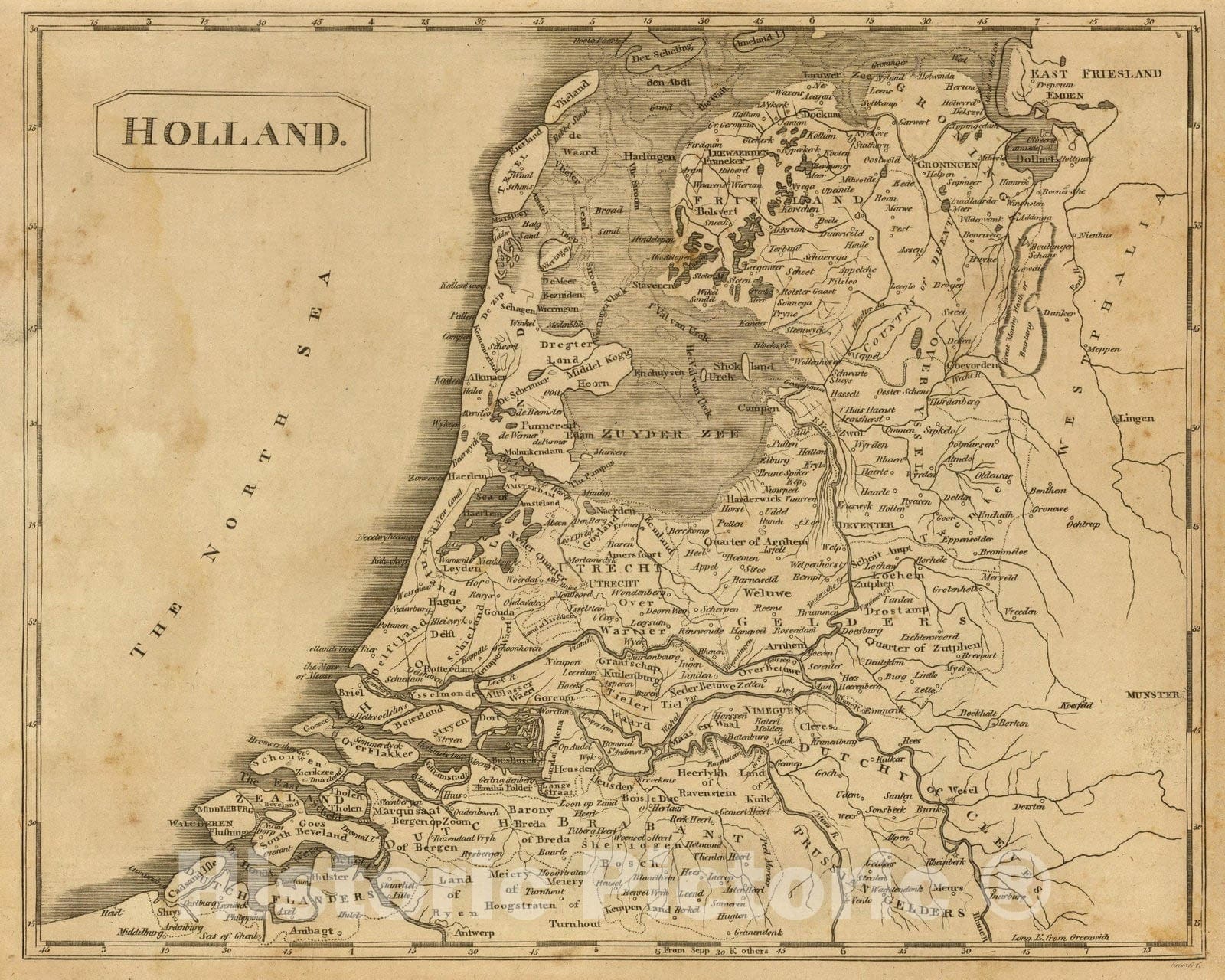 Historic Map : World Atlas Map, Holland. 1812 - Vintage Wall Art
