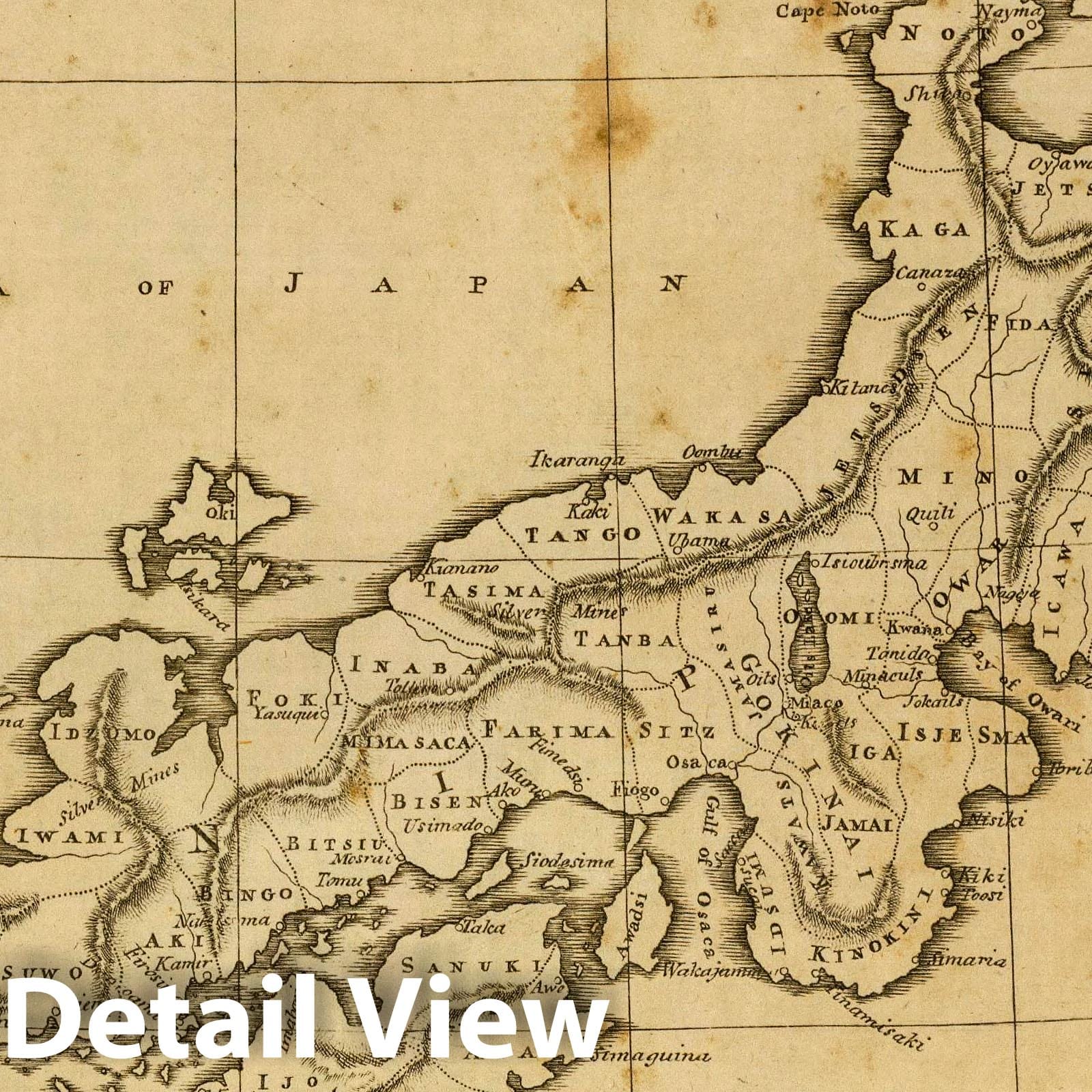 Japan - River Map, 1812 - Historical Map Print