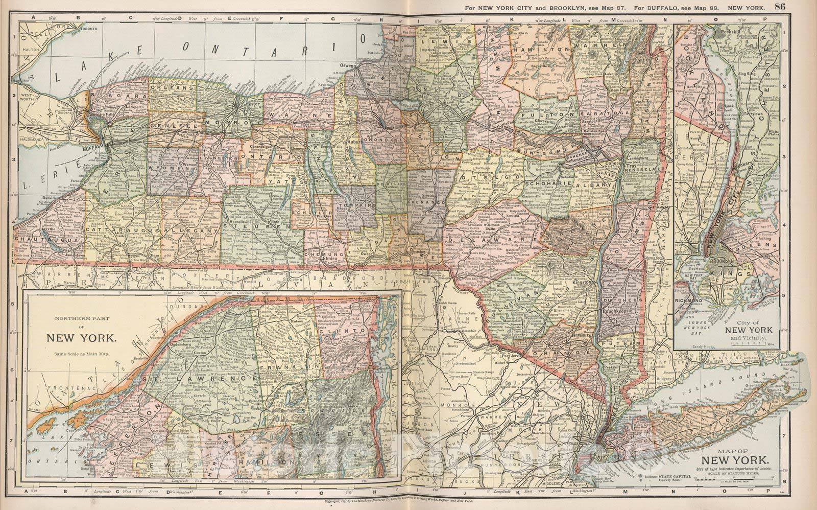 Historic Map : Map of New York, 1891 - Vintage Wall Art