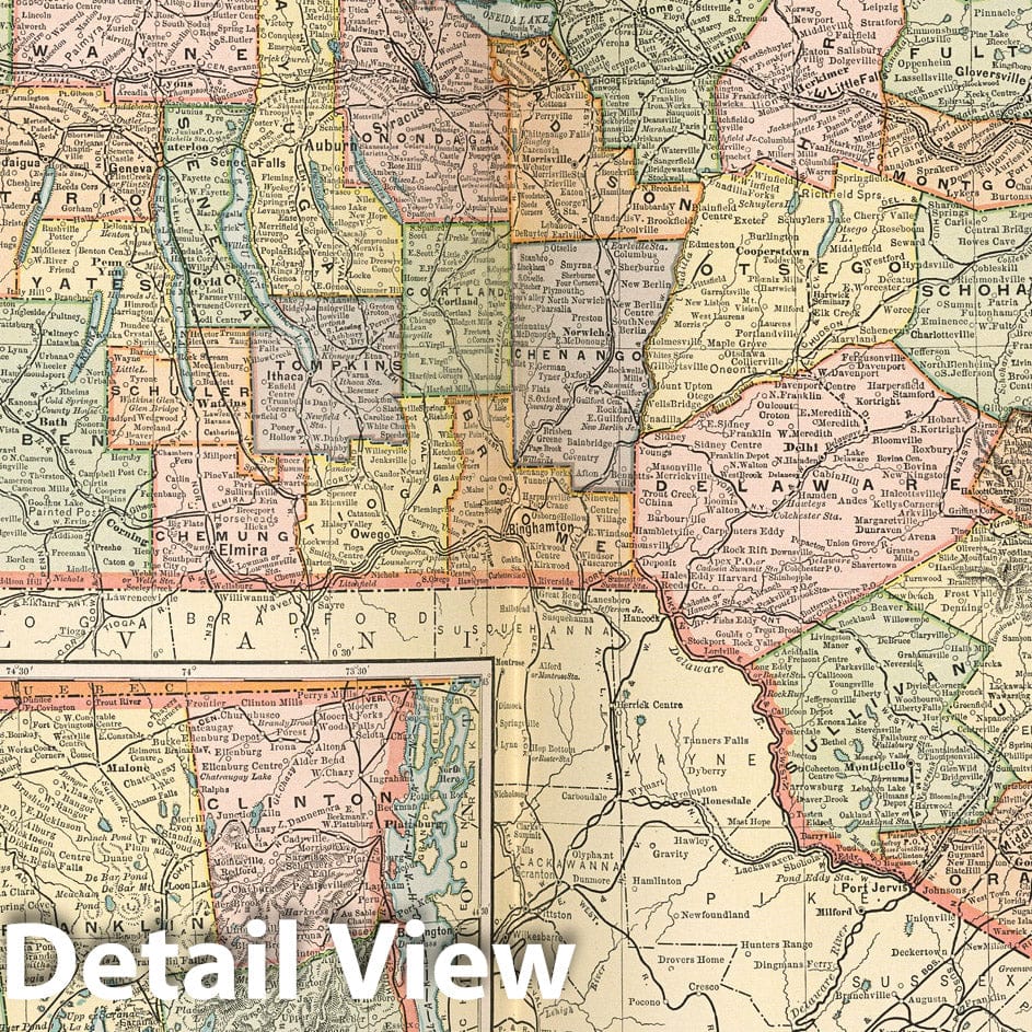 New York - Railroad Map, 1891 - Historical Map Print