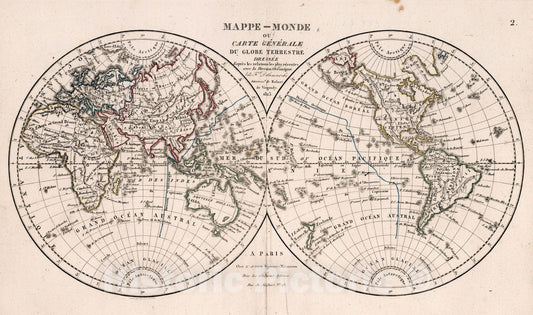 Historic Map : Mappe-Monde ou Carte Generale du Globe Terrestre, 1692, Francois Halma, Vintage Wall Art