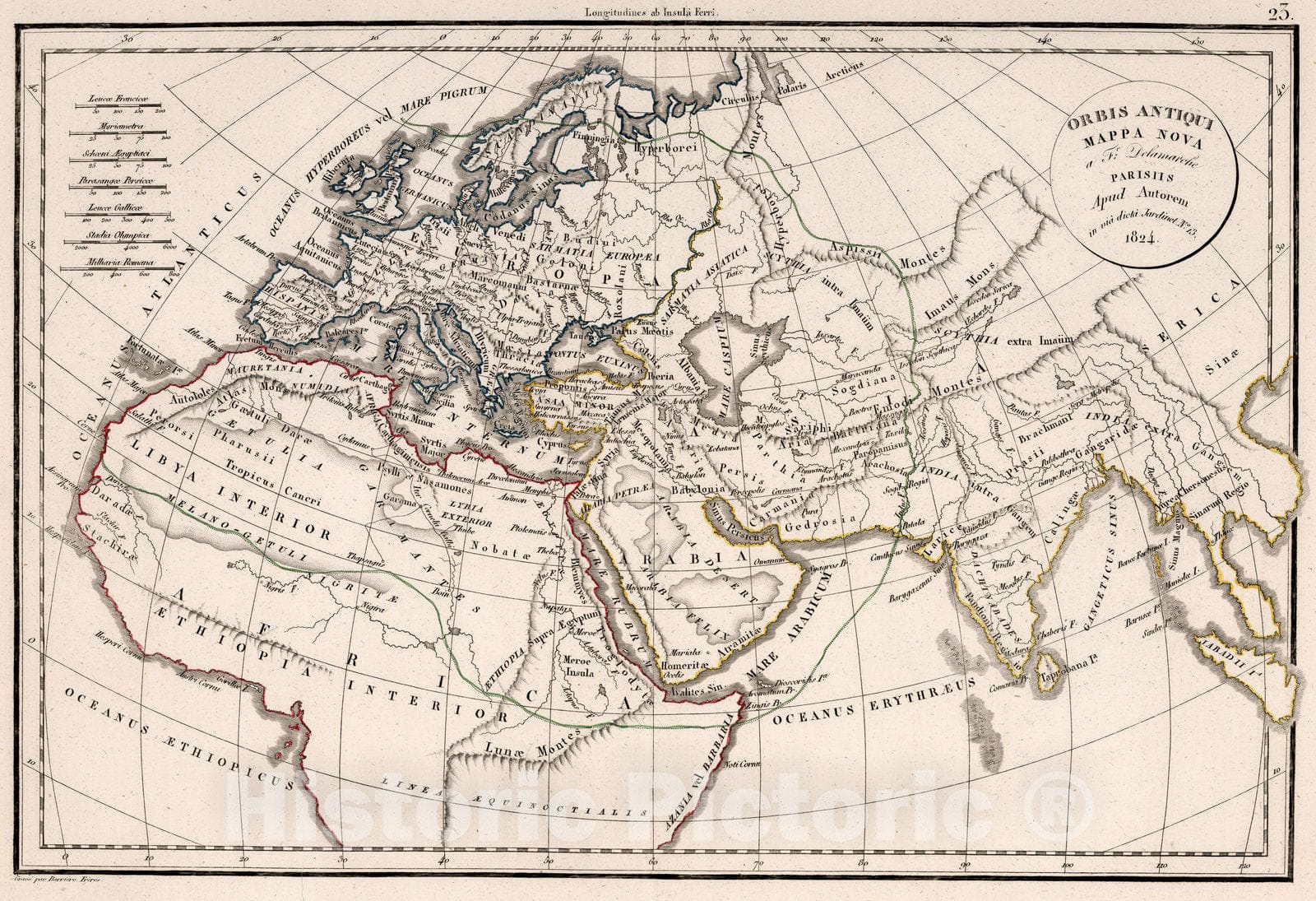 Historic Map : Orbis Antiqui Mappa Nova, 1824 - Vintage Wall Art