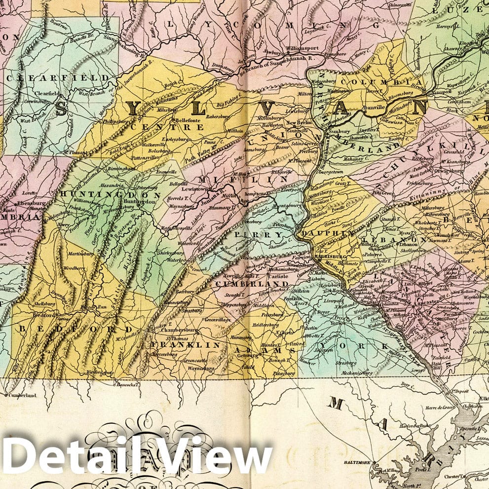 Historic Map : Pennsylvania, New Jersey, and Delaware. 1827 - Vintage Wall Art