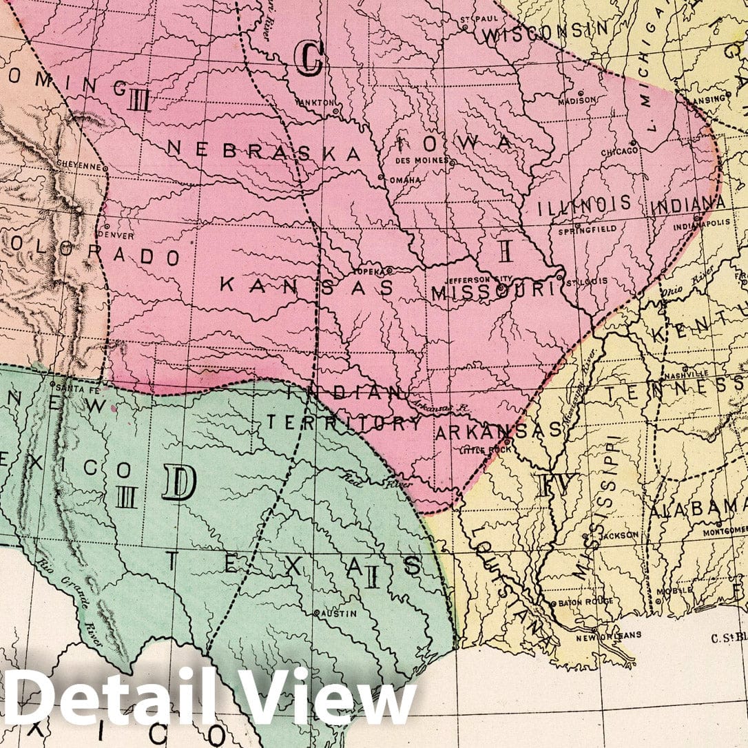 United States - Botanical Divisions, 1873 - Historical Map Print