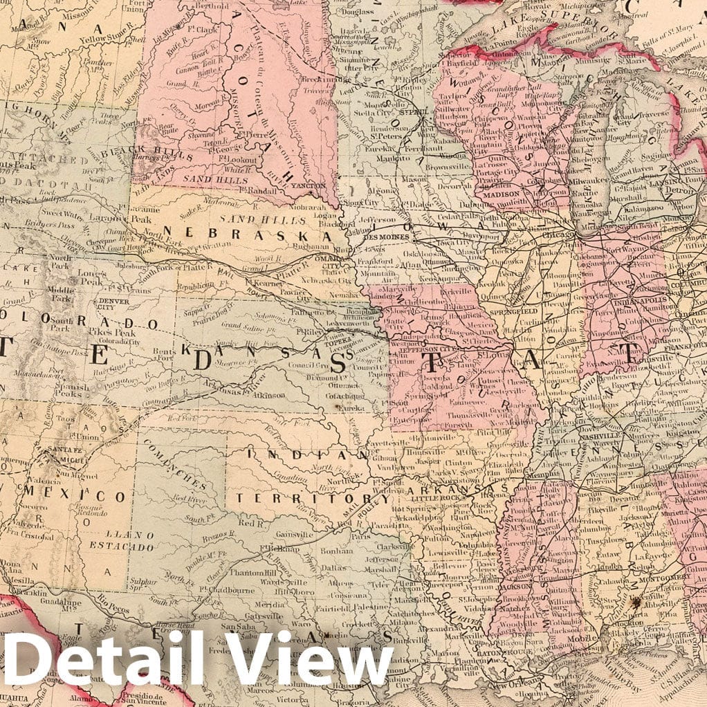 United States, Territories, and Canada 1868 - Historical Map Print