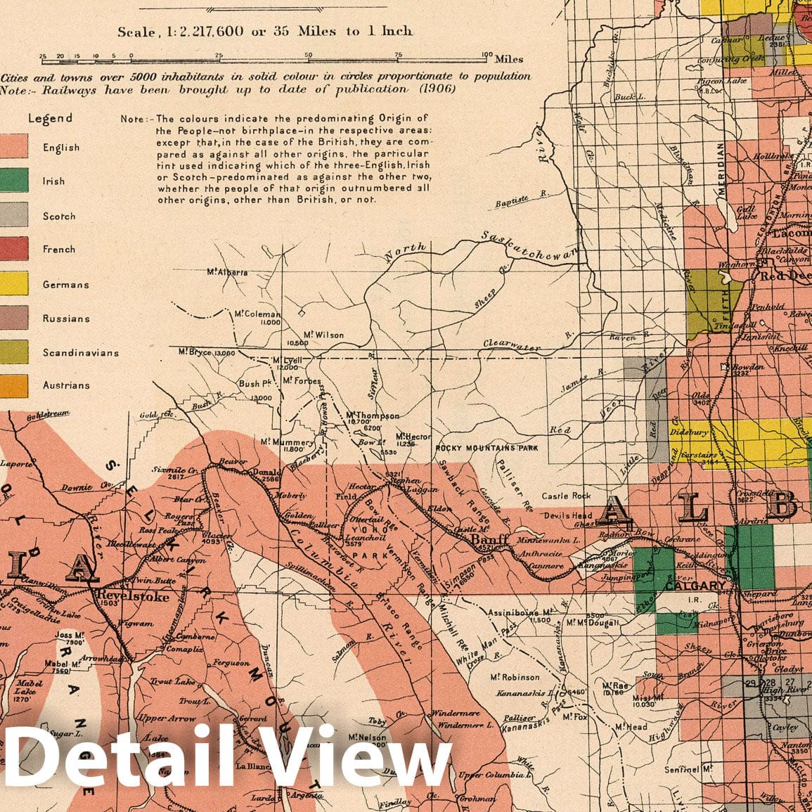 British Columbia and Alberta, Canada - Railroad Map, 1906 - Historical Map Print