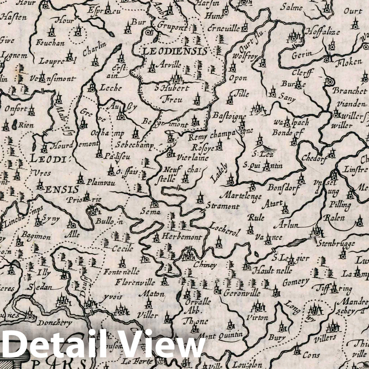 Luxembourg - River Map, 1636 - Historical Map Print