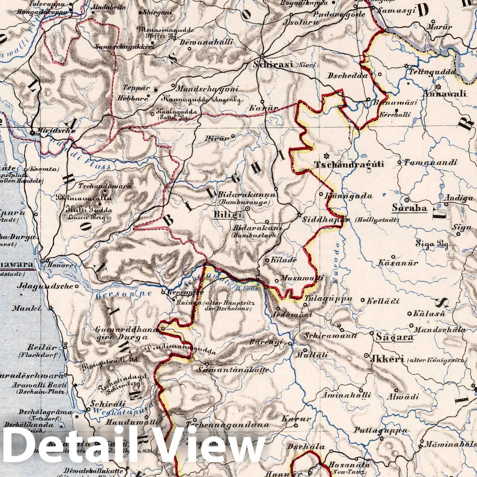 North Kanara, India 1859 Historical Map Print