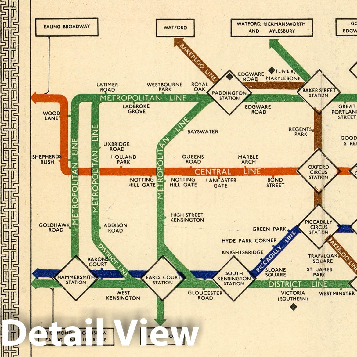 1938 London Underground Subway Map - Historic Transit Print