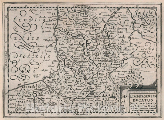 Historic Map : Belgium,Limburgensis Ducatus Nova Descriptio 1636 , Vintage Wall Art