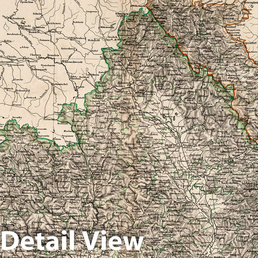 Margraviate of Moravia and Upper and Lower Silesia - Railroad Map, 1866
