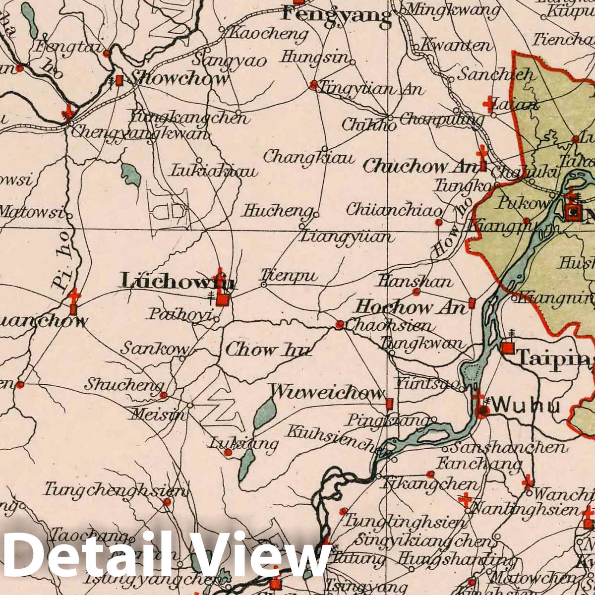 Anhwei - Railroad Map, 1908 - Historical Map Print