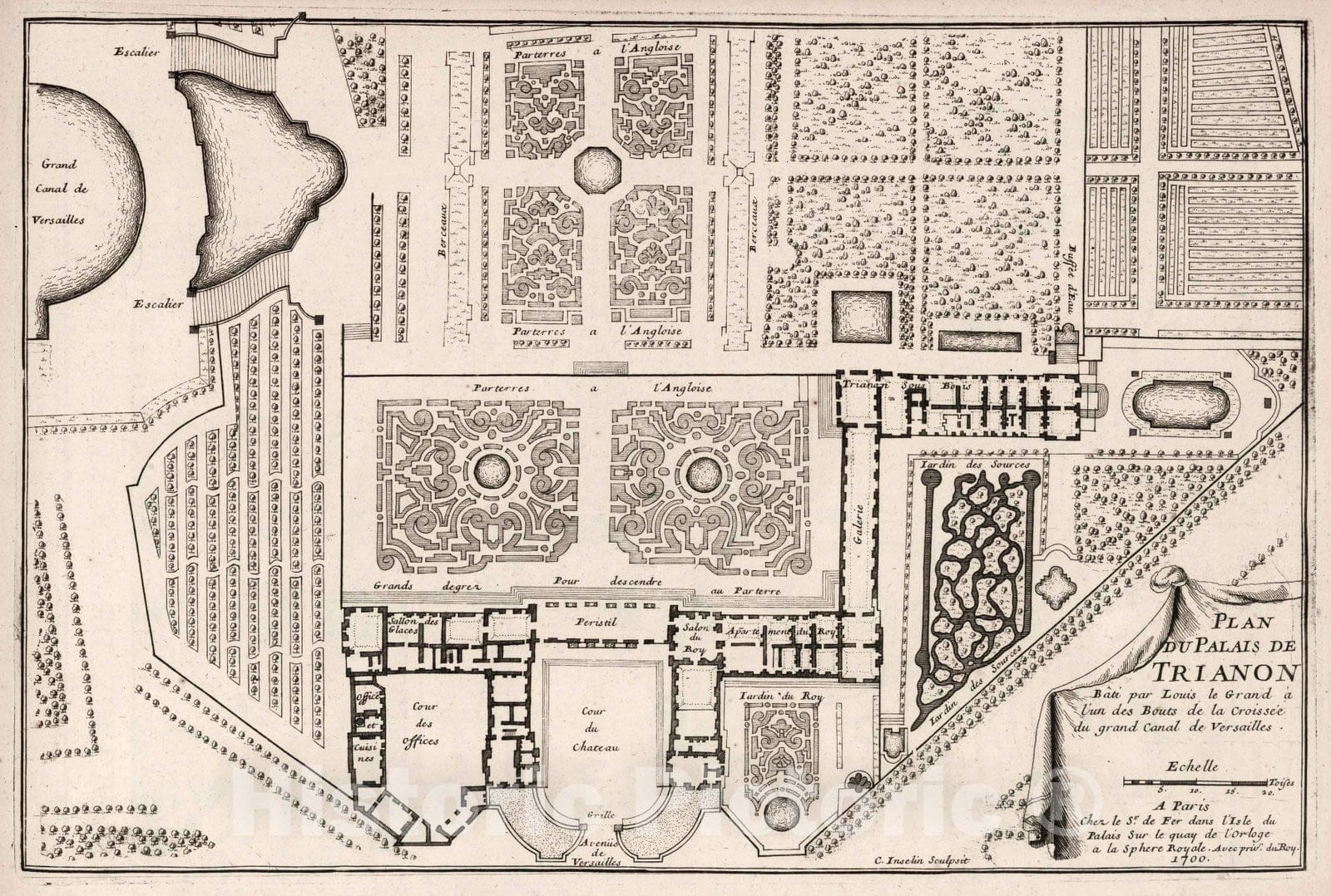 Historic Wall Map : World Atlas Map, View: Plan du Palais de Trianon. 1700 - Vintage Wall Art