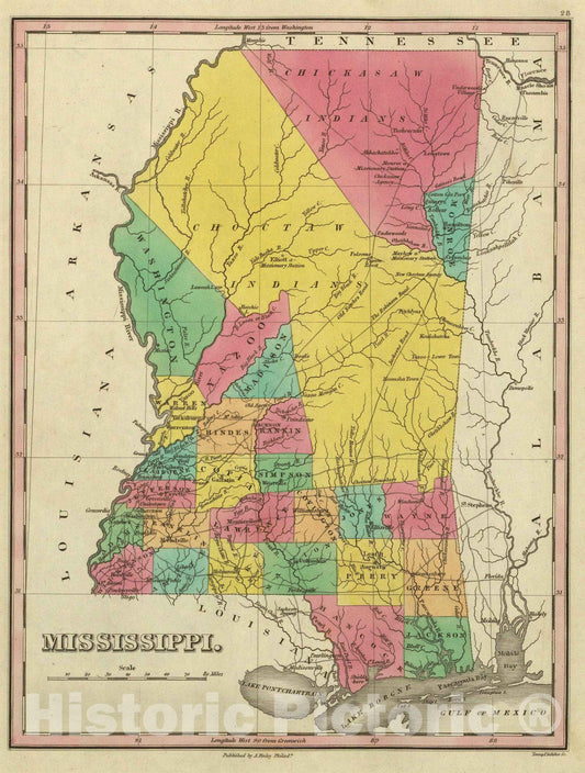Mississippi, 1831 - Historical Map Print