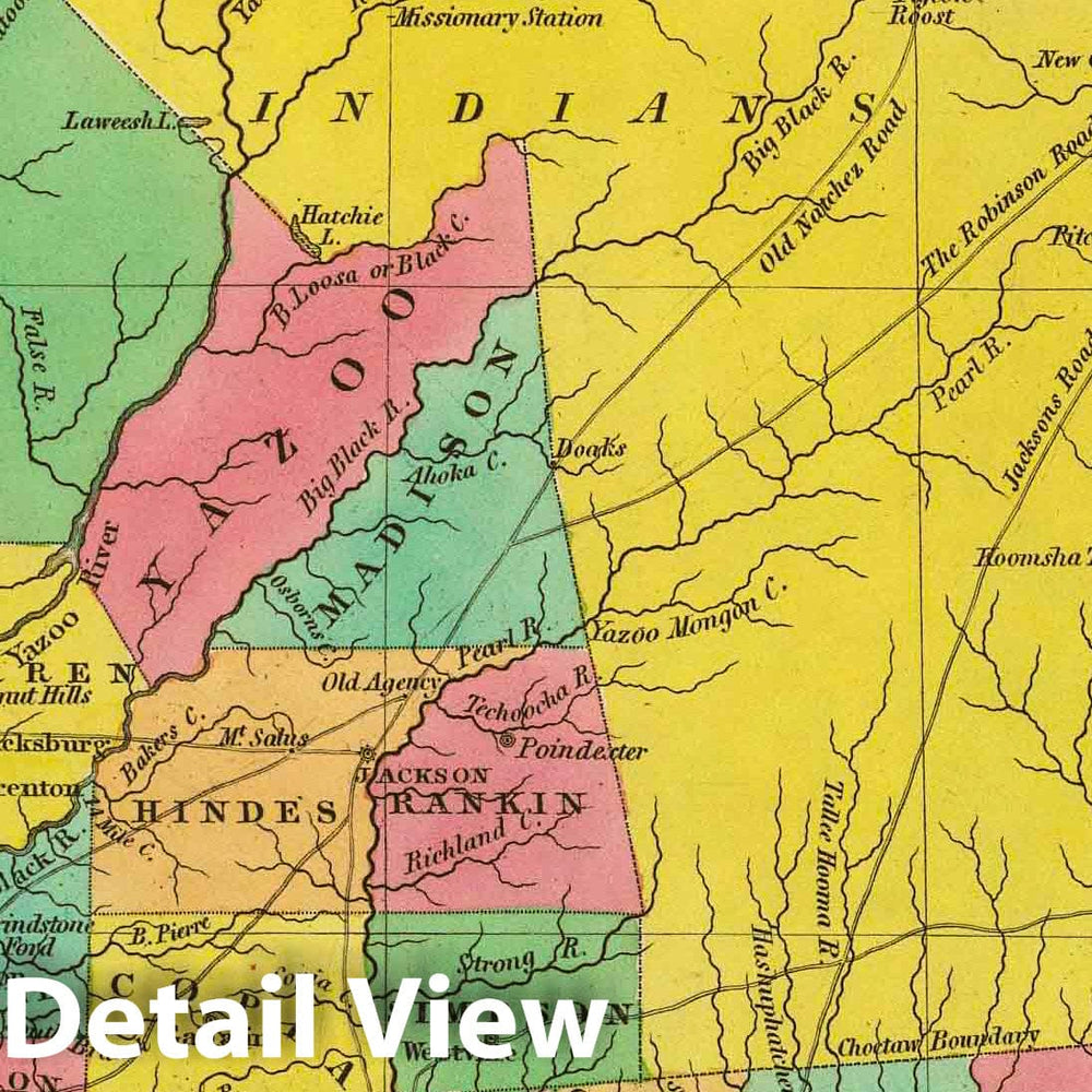 Historic Map : Classical Atlas Map, Mississippi. 1831 - Vintage Wall Art