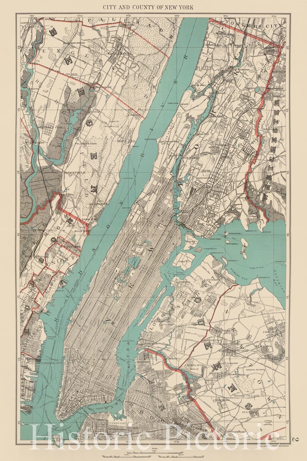 Historic Map : County Atlas Map, New York City. 1893 - Vintage Wall Art