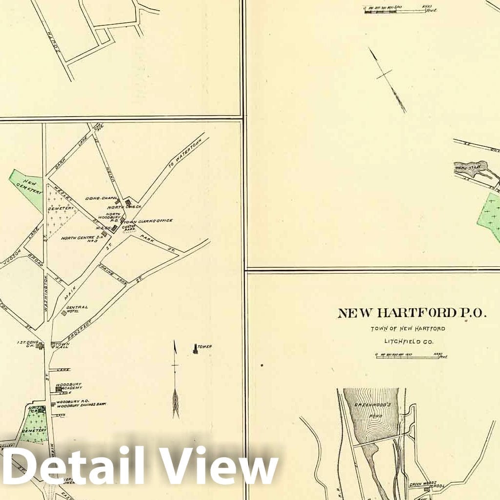 Thomaston, Plymouth, Woodbury, New Hartford, New Milford, Connecticut - Railroad Map, 1893