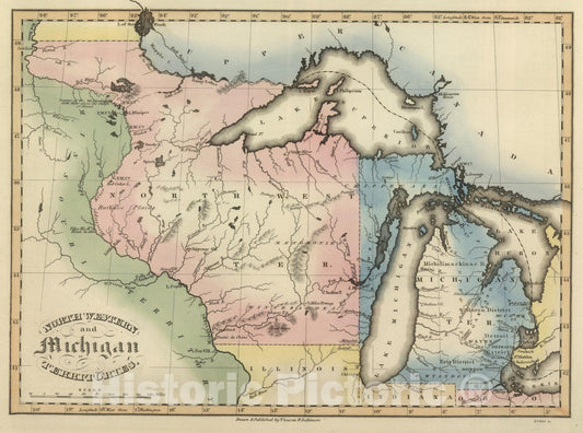 North Western and Michigan Territories, 1817 - Historical Map Print