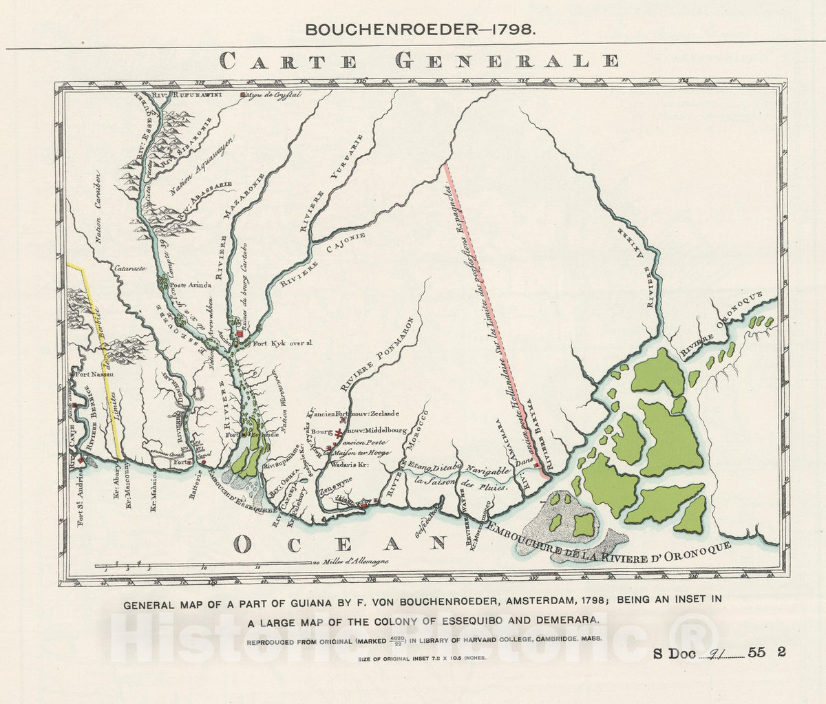 Historic Map : Part of Guiana by Bouchenroeder. 1798 - Vintage Wall Art