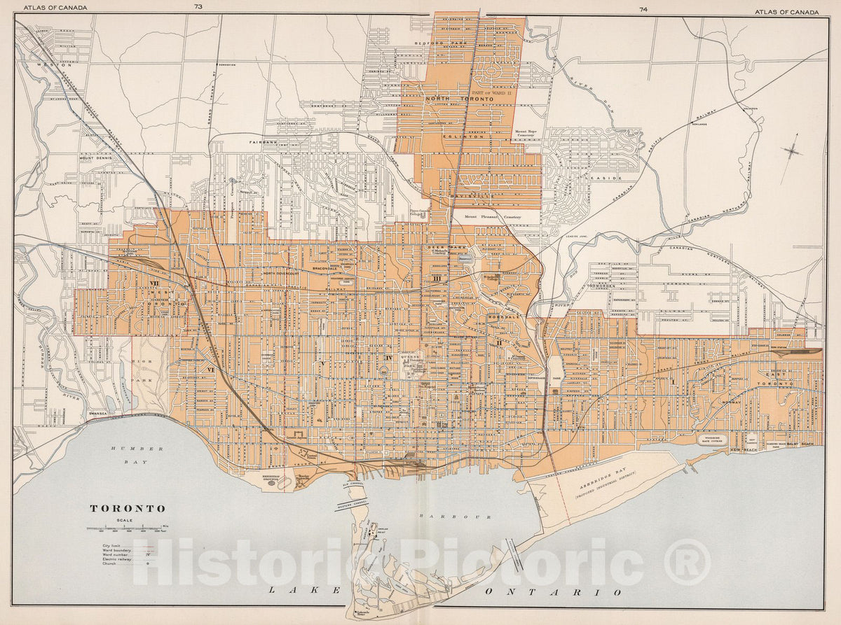 Historic Map : Toronto 1915 - Vintage Wall Art
