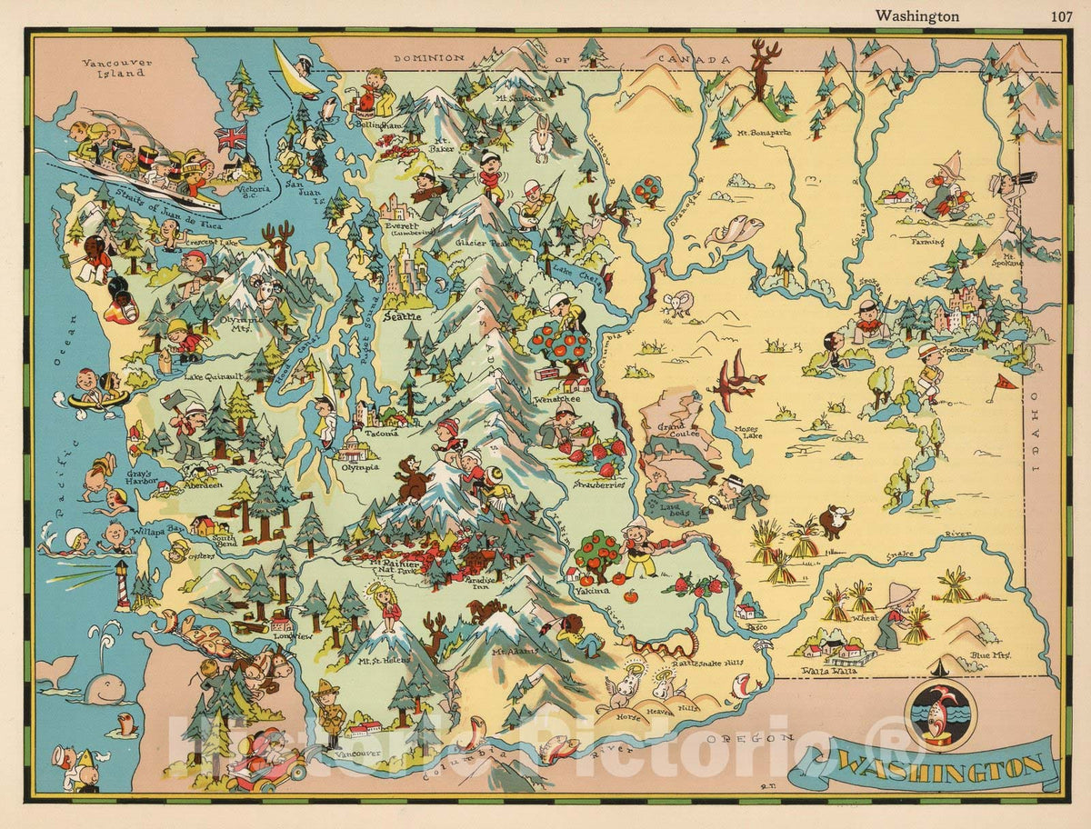 Historic Map : Washington. 1935 - Vintage Wall Art