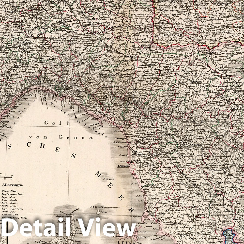 Upper and Central Italy - Railroad Map, 1866 - Historical Map Reproduction