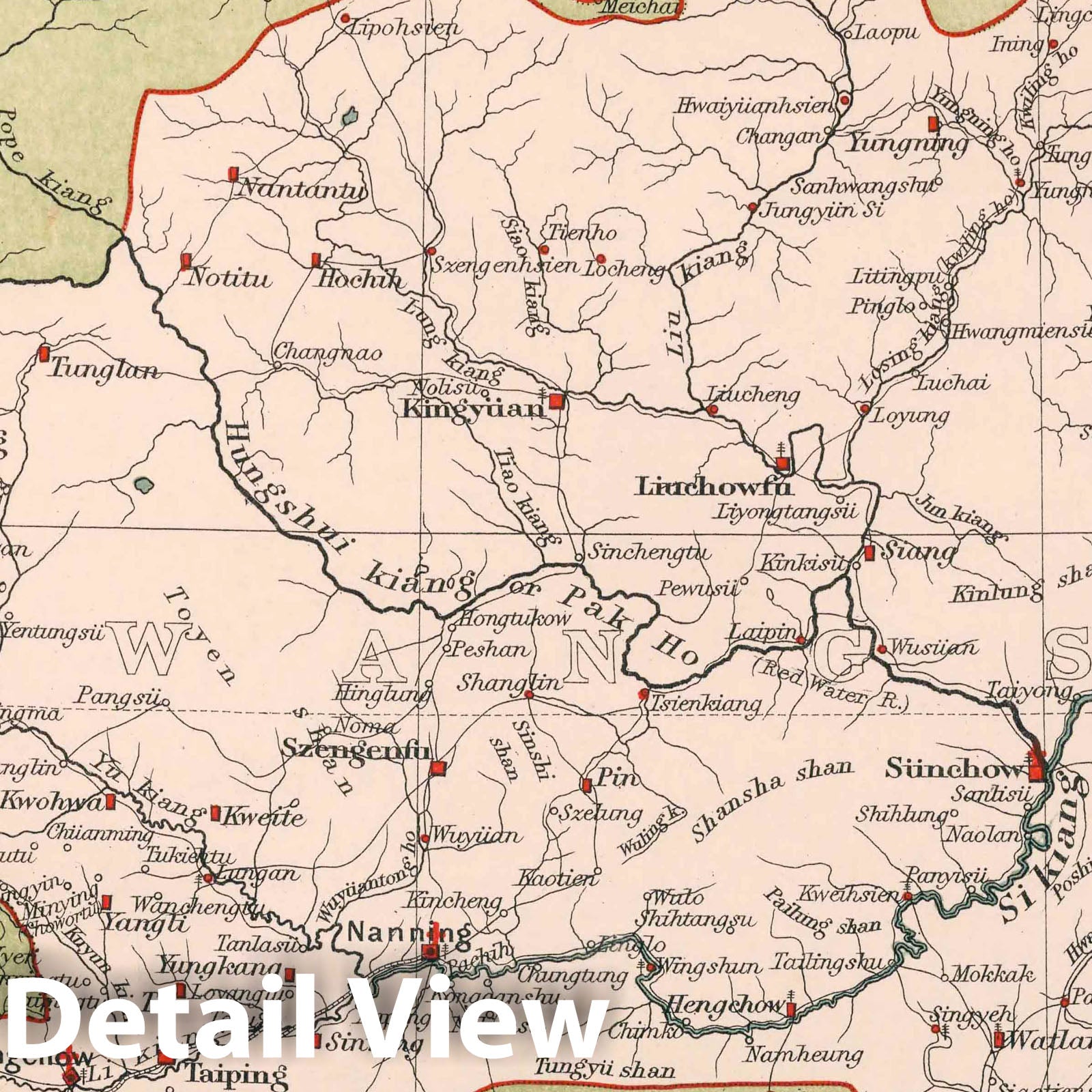 Kwangsi, China - Railroad Map, 1908 - Historical Map Print