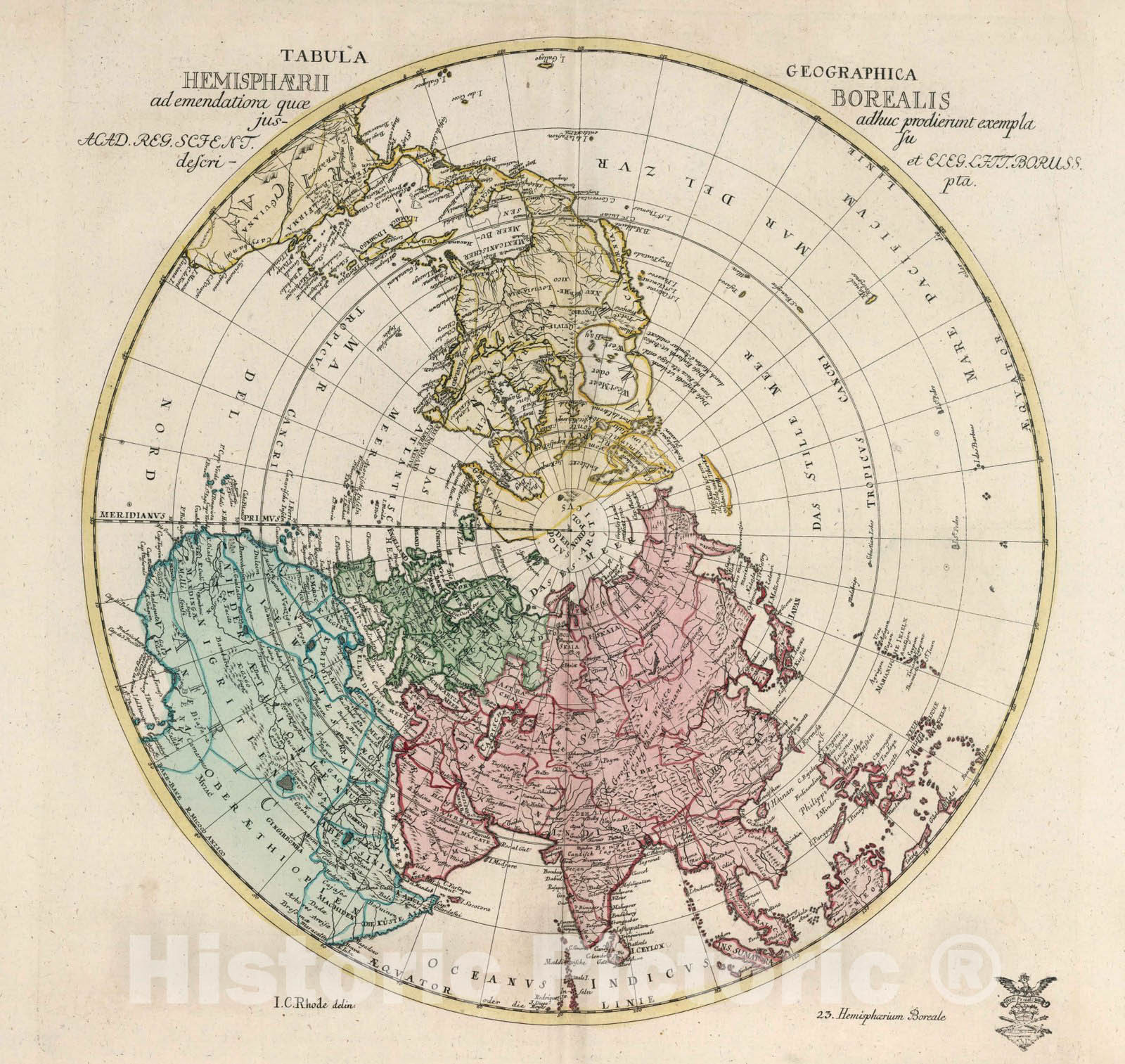 Historic Map : School Atlas Map, Tabula Geographica Hemisphaerii Borealis 1753 - Vintage Wall Art