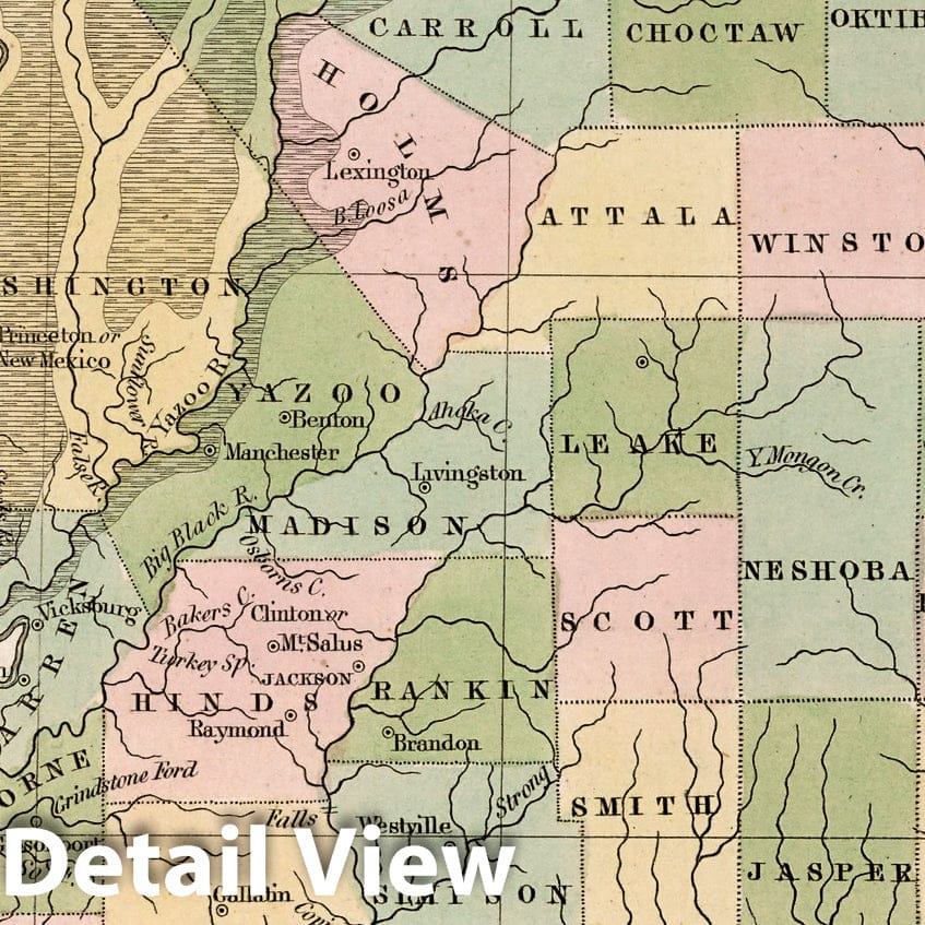 Mississippi - River Map, 1838 - Historical Map Print