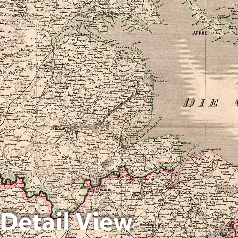 Schleswig, Holstein, Lauenburg, Hamburg and Lubeck - Railroad Map, 1864