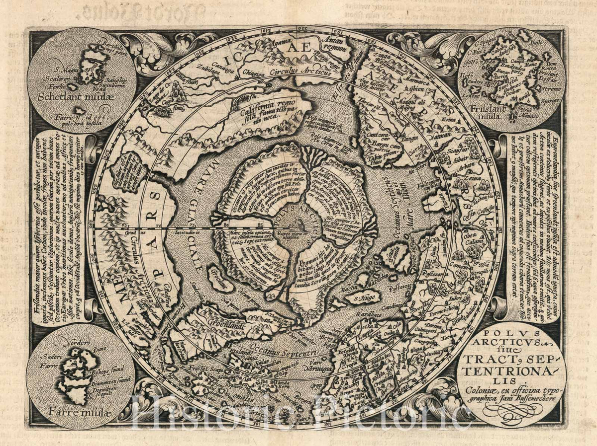 North Pole, 1600 - Historical Map Print from Geographisch Handtbuch