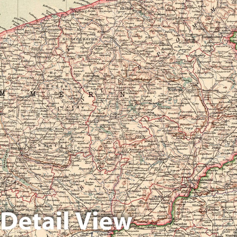 Pomerania, 1925 - Historical Map Print from Stieler's Atlas
