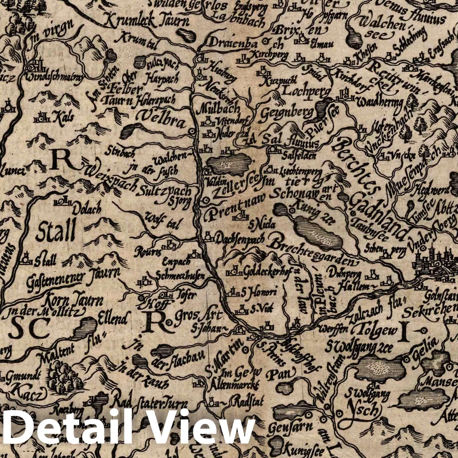 Salzburg, 1600 - Historical Map Print from Geographisch Handtbuch