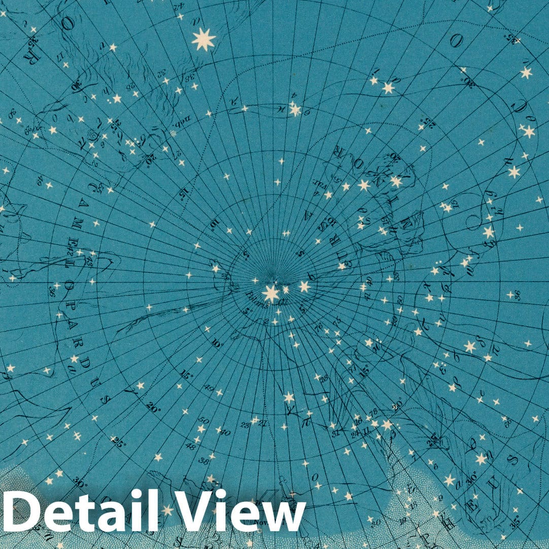 North Pole - Celestial Map, 1869 - Historical Star Chart Print