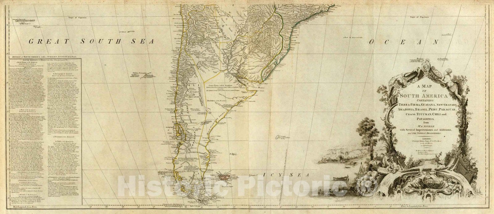 Historic Map : South America. (Southern Section) 1776 - Vintage Wall Art