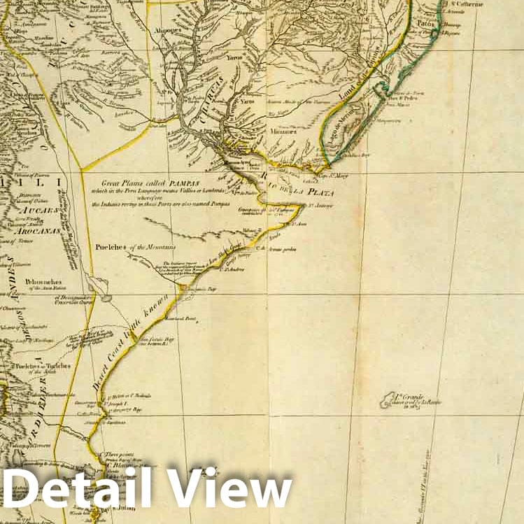 South America - Southern Section, 1776 - Historical Map Print