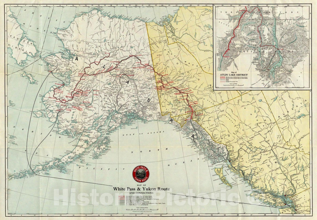 Historic Map : Map of White Pass & Yukon Route And Connections, 1922 - Vintage Wall Art