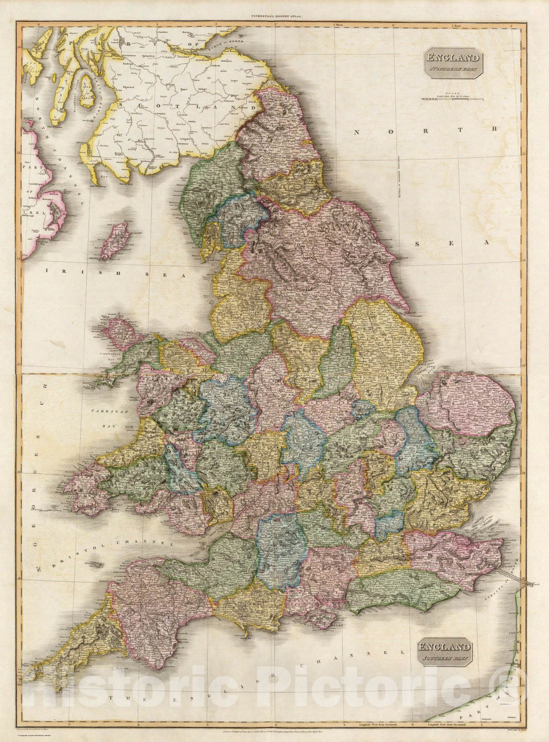 Historic Map : World Atlas Map, Composite: England. 1811 - Vintage Wall Art