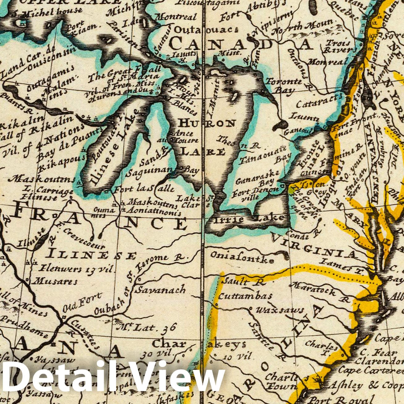 Northern America - Louisiana, Canada, and French Territories, 1736 - Historical Map Print