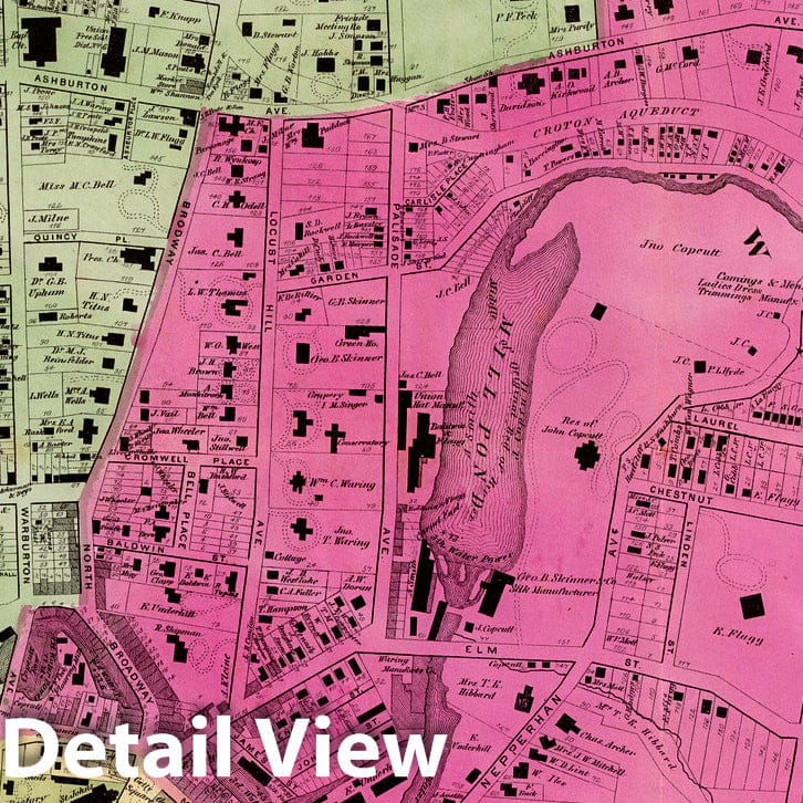 Yonkers, Westchester County, New York 1868 Historical Map Print