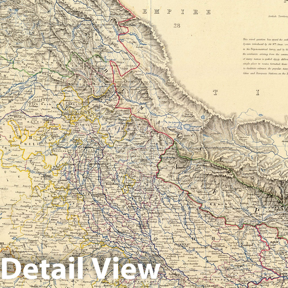 India, Northern Sheet - Boundary Map, 1861 - Keith Johnston Historical Map Print