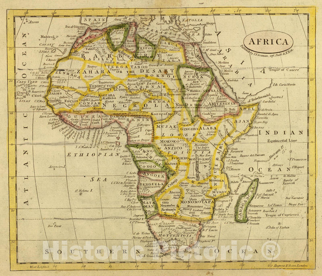 Historic Map : World Atlas Map, Africa. 1821 - Vintage Wall Art