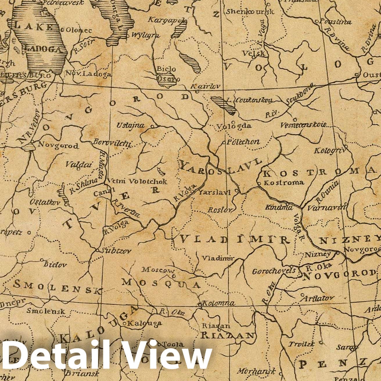 Russia in Europe - River Map, 1812 - Historical Map Print