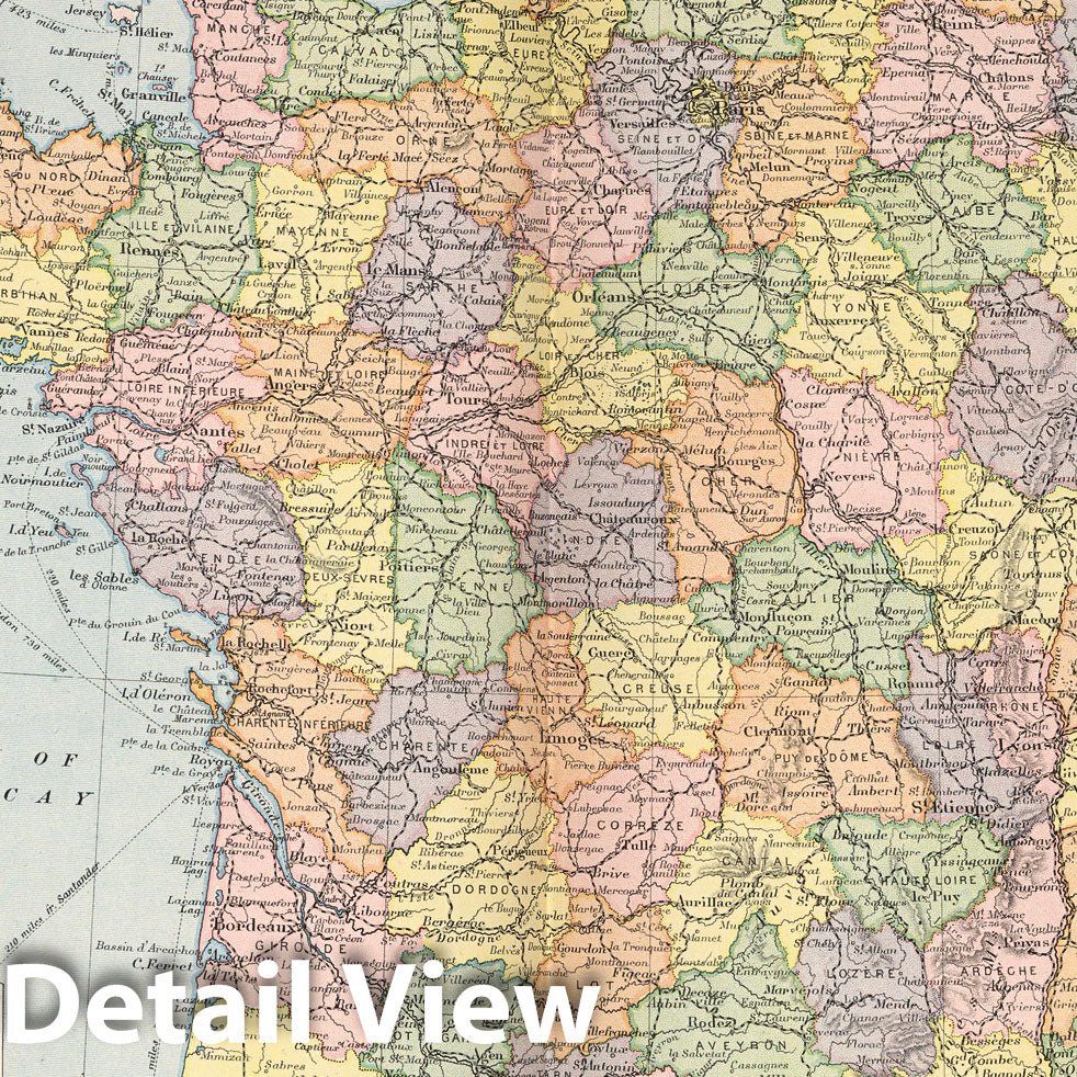 France - Railroad Map, 1892 - Historical Map Print