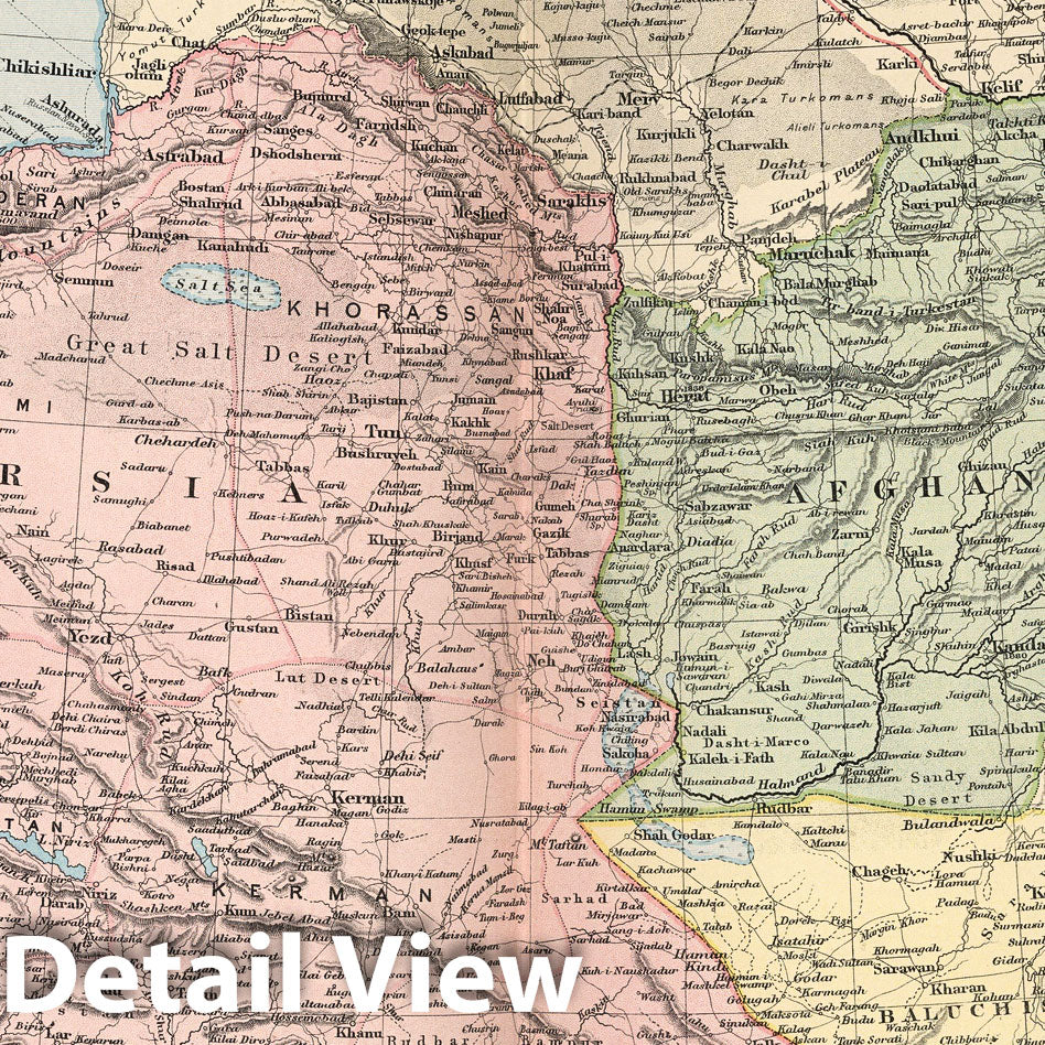 Persia, Afghanistan, and Baluchistan - Railroad Map, 1891
