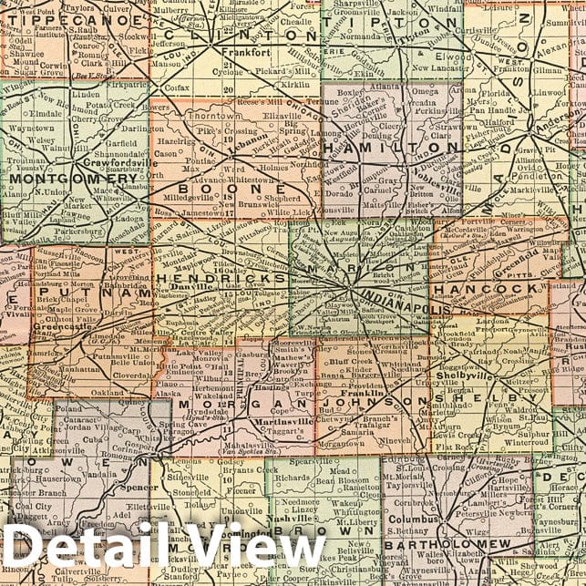 Indiana - Railroad Map, 1891 - Historical Map Print