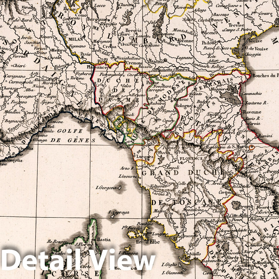 Northern Italy, 1825 - Historical Map Print