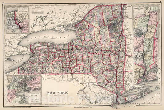 Historic Map : New York. 1876 - Vintage Wall Art