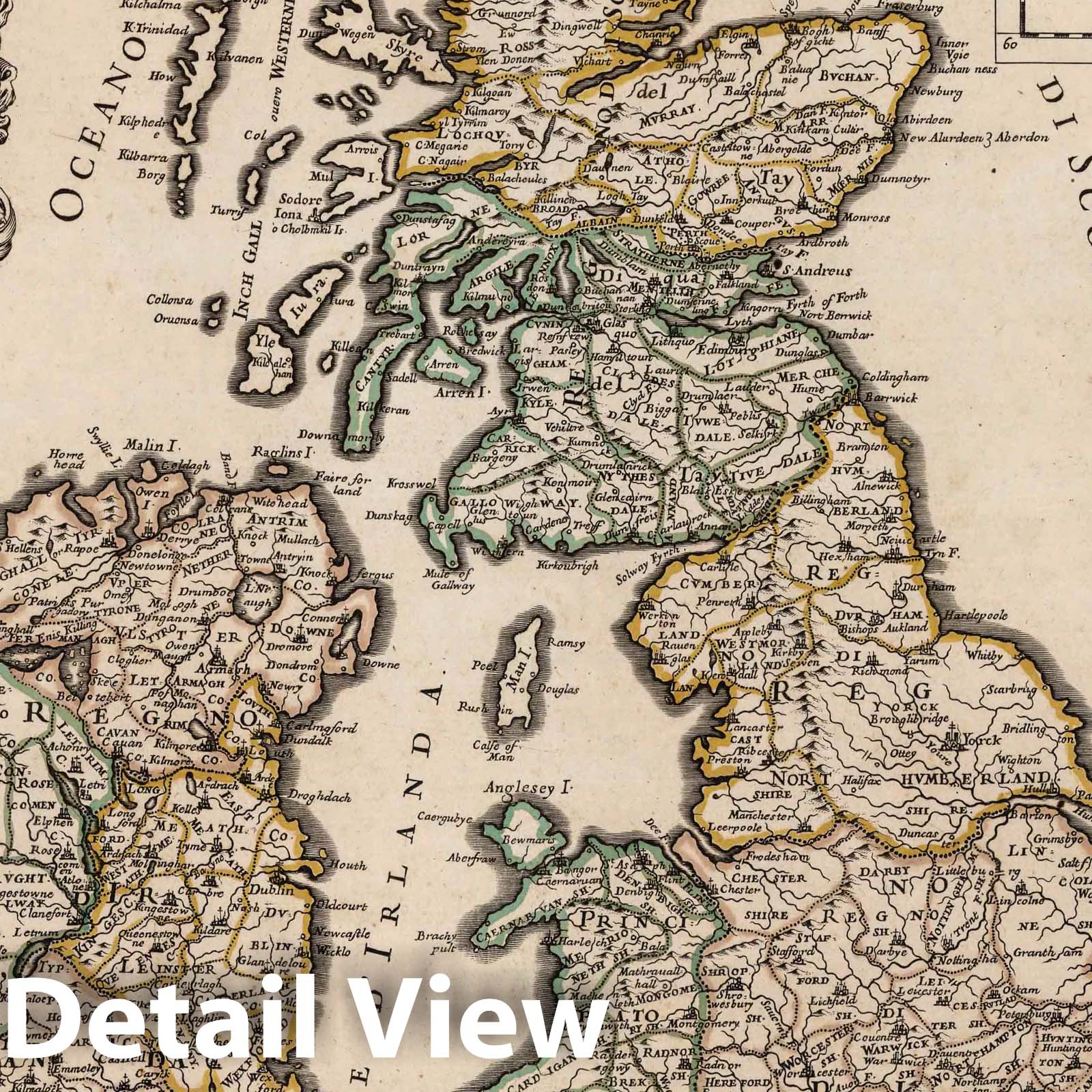 England, Scotland, Ireland, Wales - 1699 Historical Map Print